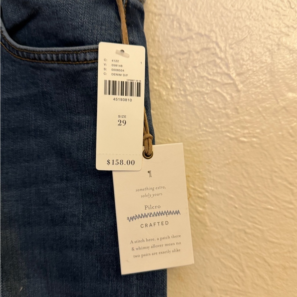 Anthropologie Blue Jeans with Colorful Floral Accents - Picture 4 of 9